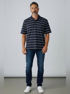 croft & barrow Navy Polo with White Stripes